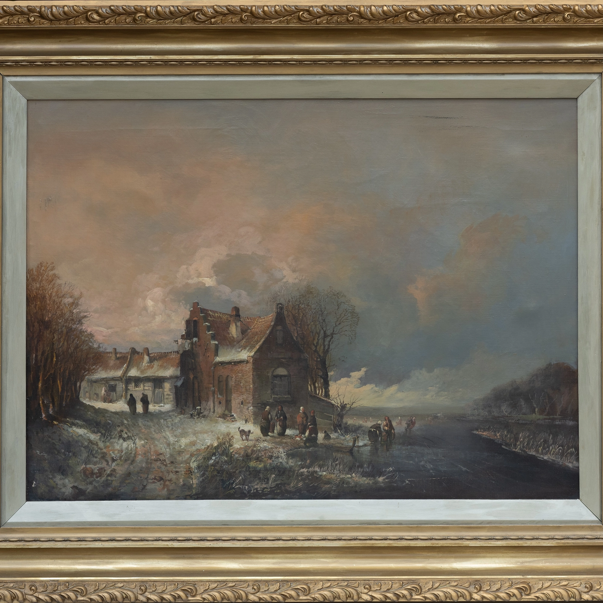 Ice skaters on a frozen river