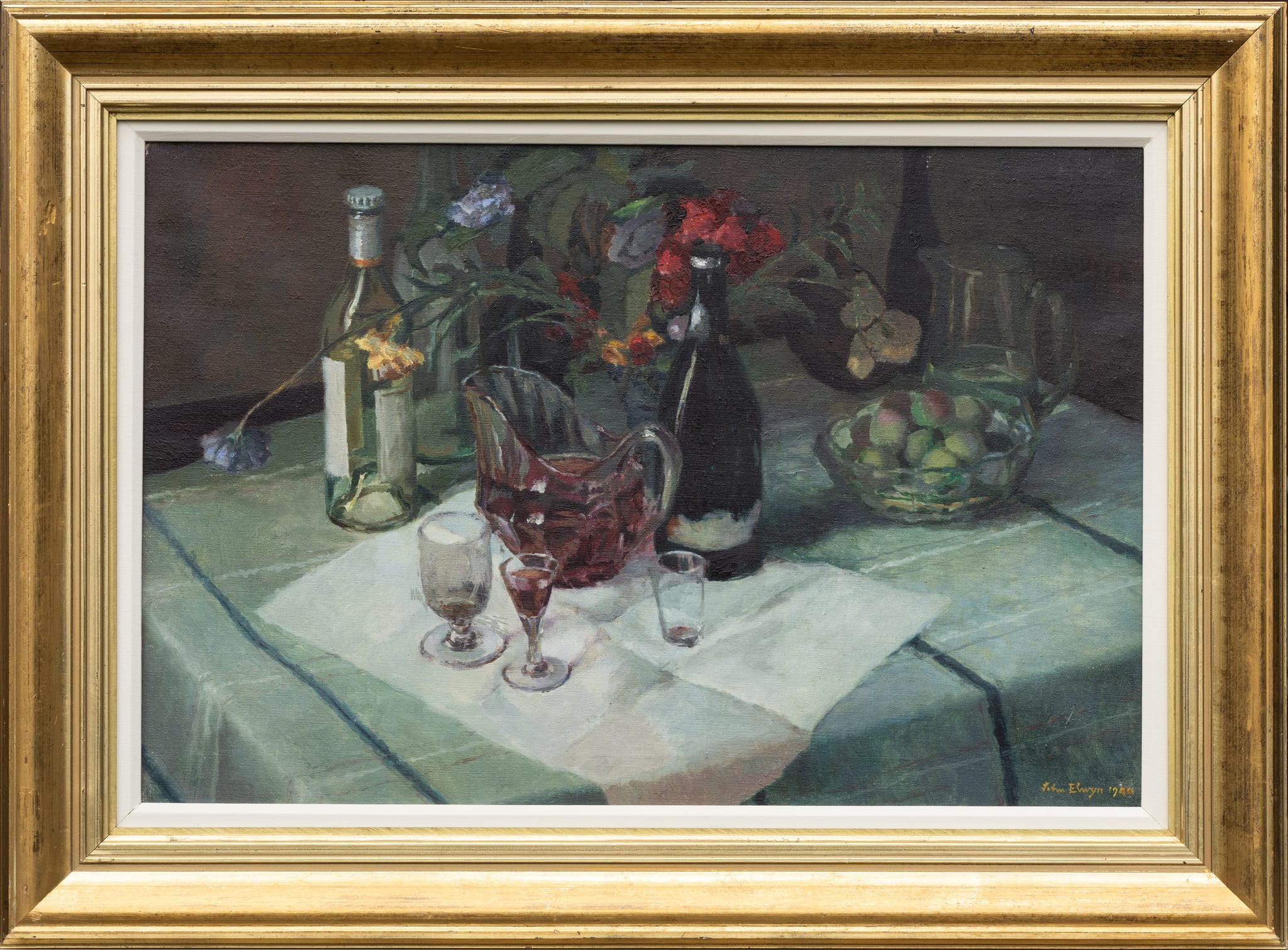 Early Still-Life, Wine and Flowers