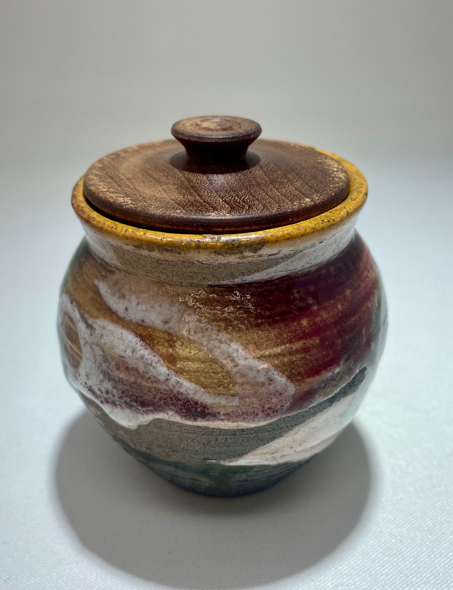 Raku wooden lid jar