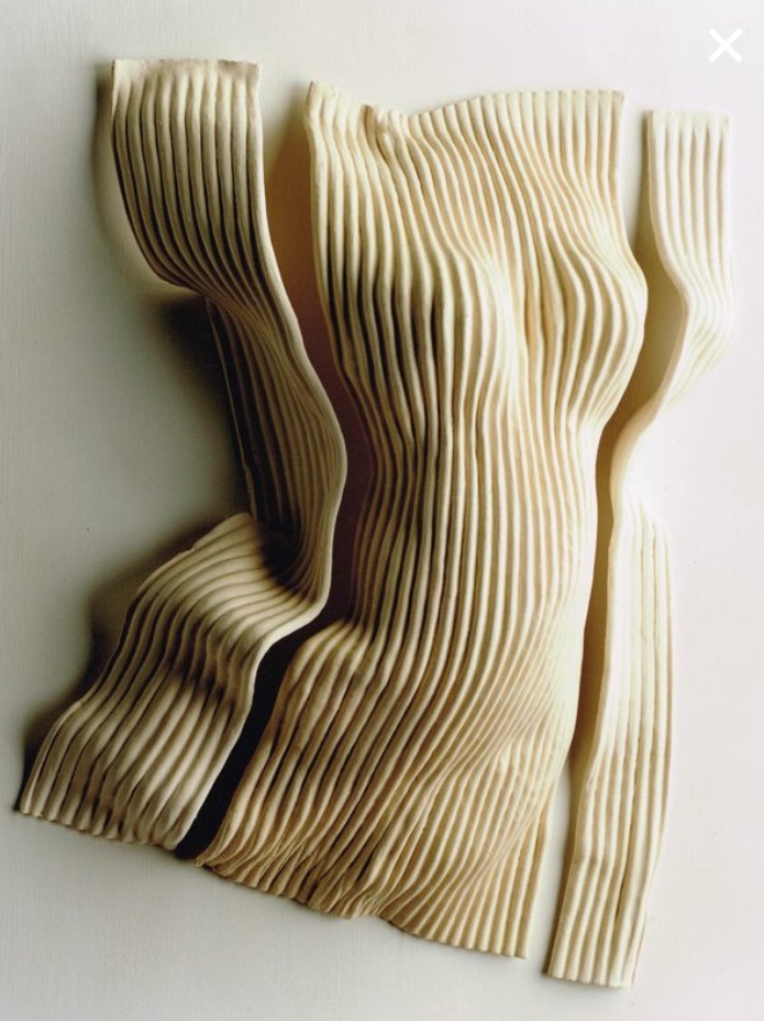Medium White Corrugated Female Torso on Wooden Boatd